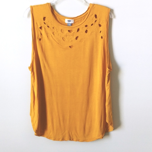 Old Navy Tops - Old Navy Mustard Yellow Laser Cut Tank (XXL)